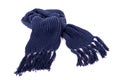 Blue winter scarf isolated on white background