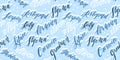 Blue winter seamless pattern consists of twelve names months lettering text listed in polish language with snow