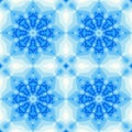 Blue winter tile with a flower or mandala design