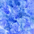 Blue winter watercolor texture. Hand painted decorative surface. Royalty Free Stock Photo