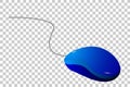 Blue Wired Computer Mouse at Transparent Effect Background