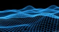 Blue Wireframe Mesh Surface Depicting a Digital Landscape abstract Royalty Free Stock Photo