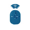 Blue Wireless computer mouse icon isolated on transparent background. Optical with wheel symbol.