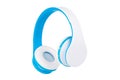 Blue wireless headphones on white