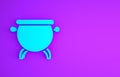 Blue Witch cauldron icon isolated on purple background. Happy Halloween party. Minimalism concept. 3d illustration 3D