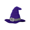 Blue wizard hat with gray ribbon. Vector illustration on white background. Royalty Free Stock Photo