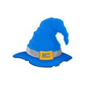 Blue wizard hat with torn edges. Vector illustration on white background.