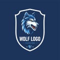 Blue Wolf head theme logo template vector Royalty Free Stock Photo