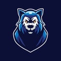 Blue Wolf Mascot logo Illustration