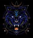 Blue wolf vector illustration, head wolves Royalty Free Stock Photo