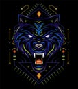 Blue wolf vector illustration, head wolves Royalty Free Stock Photo