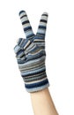 Blue wollen knitted mitten Royalty Free Stock Photo