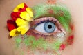 Blue woman eye makeup spring flowers metaphor Royalty Free Stock Photo