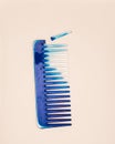 Blue woman`s comb with broken piece