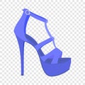 Blue woman sandal icon, flat style