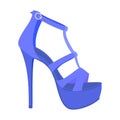 Blue woman sandal icon, flat style