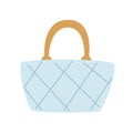 Blue women quilted bag, with a gold handle. Simple flat vector illustration isolated on white background Royalty Free Stock Photo