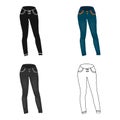 Blue women`s jeans. Casual jeans comfortable clothing for women. Woman clothes single icon in cartoon style vecto