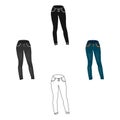 Blue women`s jeans. Casual jeans comfortable clothing for women. Woman clothes single icon in cartoon style vector