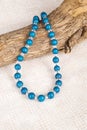 Blue Wood Bead Necklace #1 Royalty Free Stock Photo