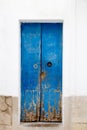 Blue wood door Mediterranean architecture Ibiza Royalty Free Stock Photo