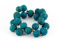 Blue wooden beads bracelet Royalty Free Stock Photo
