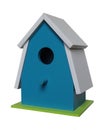 Blue wooden birdhouse