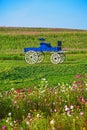 Blue wooden cart in Boon Rawd Farm Royalty Free Stock Photo