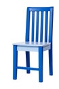 Blue wooden chair isolated over white