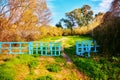 Blue wooden fence with open door Royalty Free Stock Photo