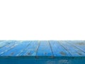 Blue wooden floor top view with white background.