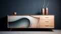 Coastal Landscape Inspired Modern Wood Sideboard