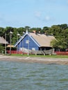 Blue wooden home, Lithuania Royalty Free Stock Photo