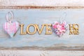 Blue wooden love home background Royalty Free Stock Photo