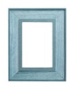 Blue wooden photo frame on white background Royalty Free Stock Photo