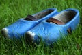 Blue wooden shoes Royalty Free Stock Photo