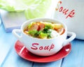 Fresh cabbage soup with sausage. Royalty Free Stock Photo