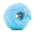 Blue wool skein, sewing yarn roll isolated on white background Royalty Free Stock Photo