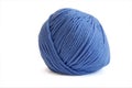 Blue wool yarn isolated over white background Royalty Free Stock Photo