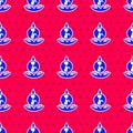 Blue World expansion icon isolated seamless pattern on red background. Vector Royalty Free Stock Photo