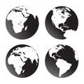 Globes of Earth on white background