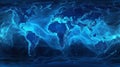 Blue world map displayed, showcasing continents, oceans, and countries in various shades of blue Royalty Free Stock Photo