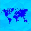 Blue World Map In Pixels.