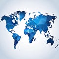 Blue world map shape made of polygons isolated on white background Royalty Free Stock Photo
