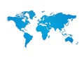 Blue world map silhouette with clipping path Royalty Free Stock Photo