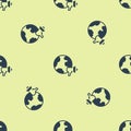 Blue World news icon isolated seamless pattern on yellow background. Breaking news, world news tv. Vector