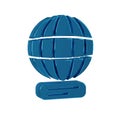 Blue Worldwide icon isolated on transparent background. Pin on globe.