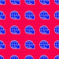 Blue Worldwide shipping and cardboard box icon isolated seamless pattern on red background. Vector Illustration Royalty Free Stock Photo