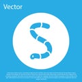 Blue Worm icon isolated on blue background. Fishing tackle. White circle button. Vector Royalty Free Stock Photo