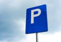 Blue worned parking sign close up shot Royalty Free Stock Photo